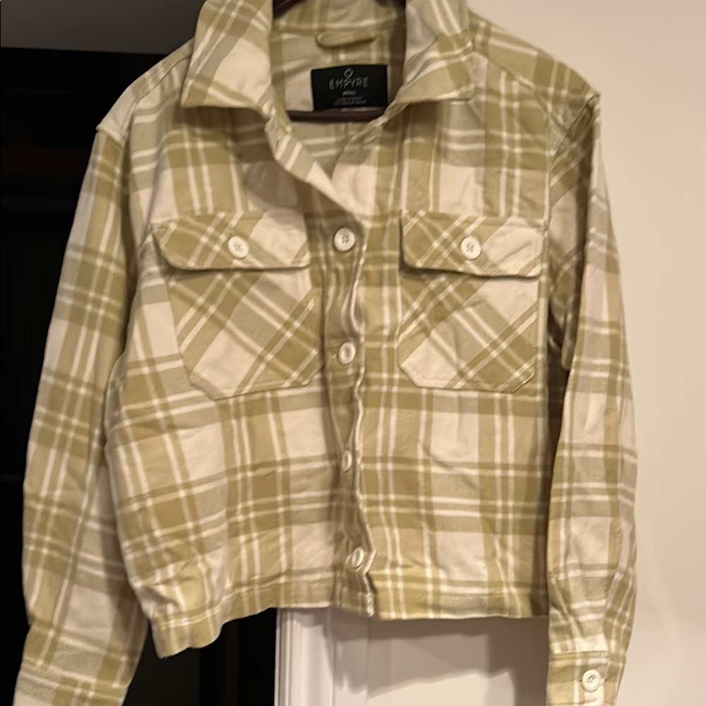 Empyre Green and White Jean Jacket Modern Fit